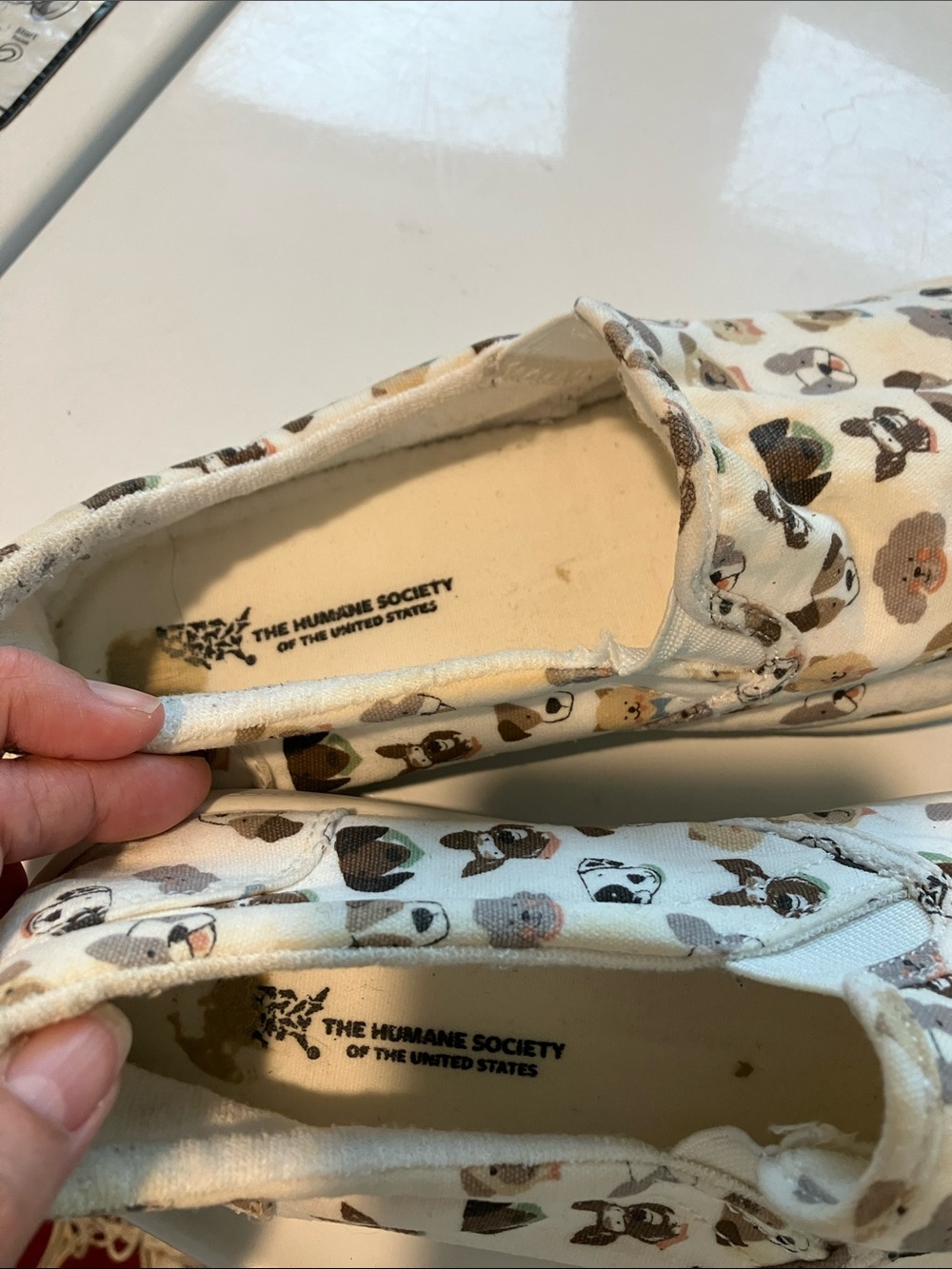 Puppy dog slip on shoes women’s7.5 white brown humane society ASPCA - Picture 9 of 10